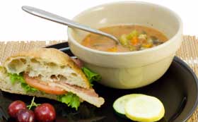 Three Sisters Diner catering soup and sandwich